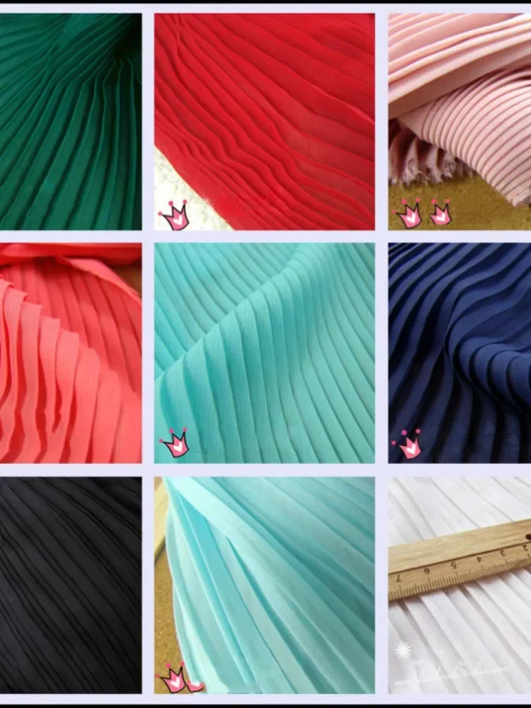 アコーディオンプリーツシフォン生地平野あたりメートル韓服衣類縫製薄型通気性ファッションデザイナーテキスタイルスムーズソフト