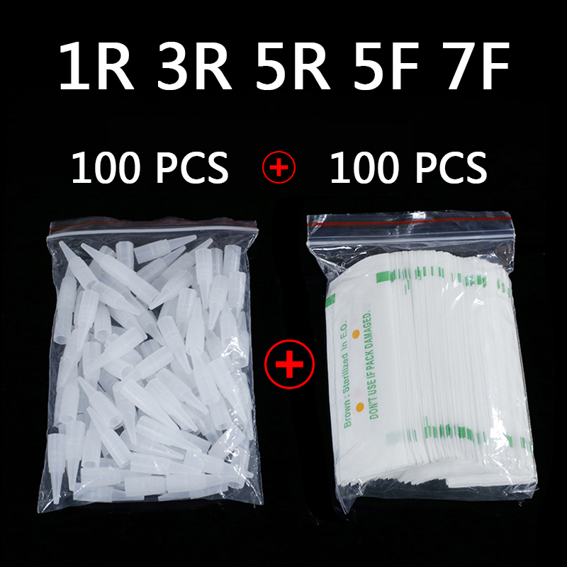 100 個 1R 3R 5R 5F 7F PMU 針ニードルチップ使い捨て滅菌プロタトゥー針アートメイク眉毛
