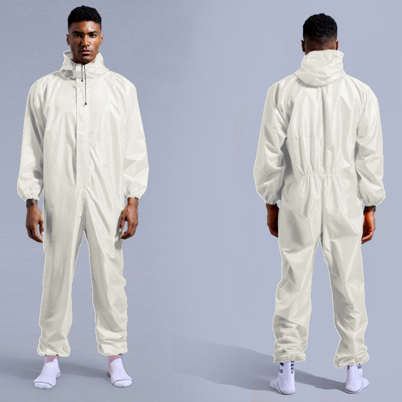 防水オーバーオールフード付き防雨つなぎ服作業服防塵ペイントスプレーユニセックスレインコート作業服安全スーツ S-4XL