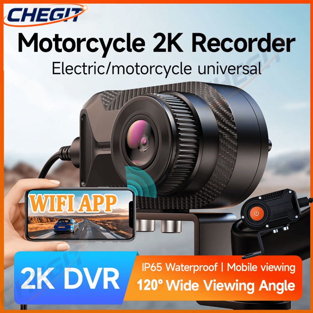 防水バイクカメラ 2K HD DVR IP66 防塵防雨 170°広角レンズループ録画 GSensor WiFi 接続付き