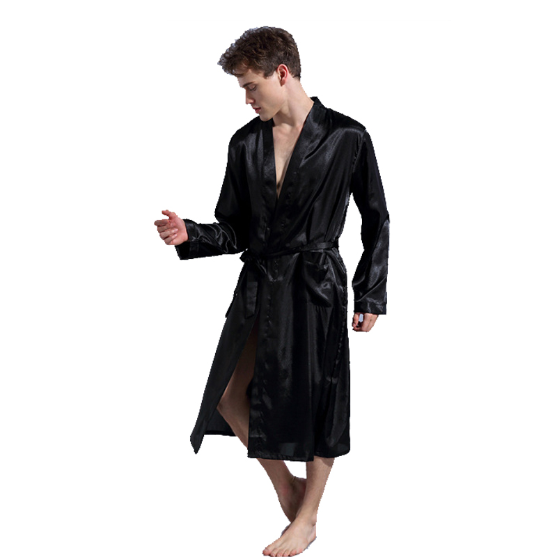 Solid Black Robe Groomsman Robe Men Bath Robe Summer Casual Sleepwear Sleepwear Kimono Yukata Bathrobe Gown Groomsman Night robe