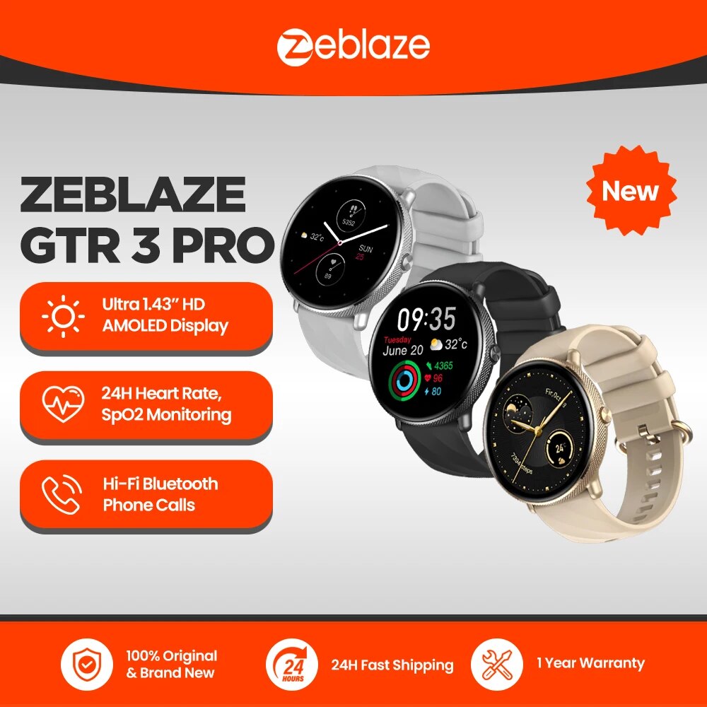 Zeblaze GTR 3 プロ音声通話スマートウォッチ 1.43 インチ AMOLED ディスプレイ 316L ステンレス鋼フレームフィットネス追跡スマートウォッチ