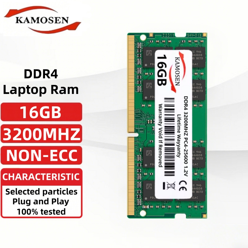 KAMOSEN 16GB DDR4 3200MHz SODIMM PC4-25600 CL22 260ピン 1.2V 非ECC ノートパソコン用RAMメモリモジュール