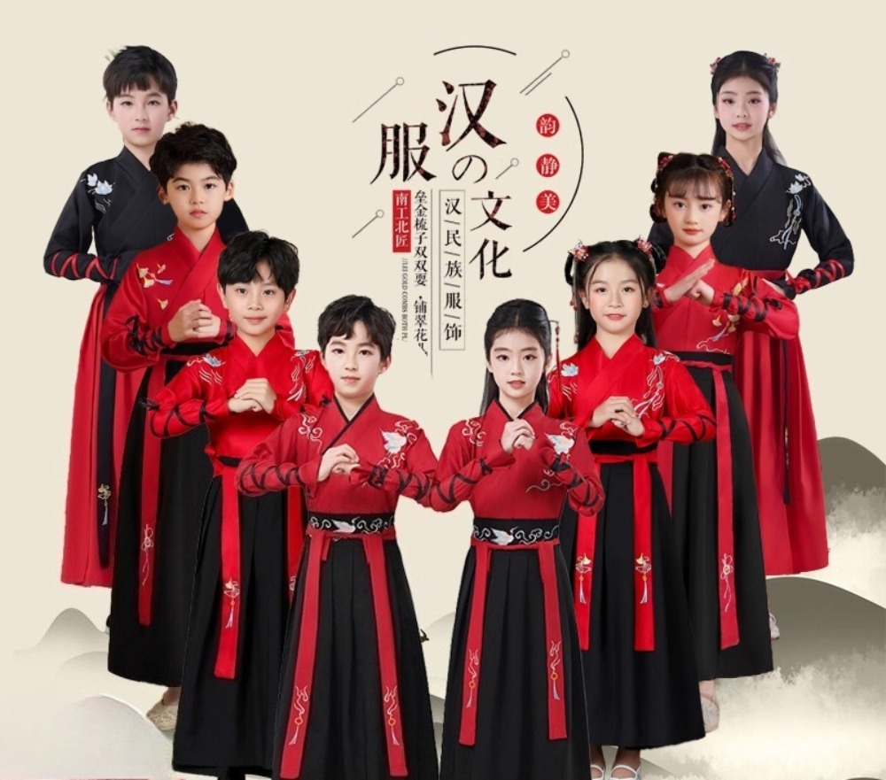 中国の伝統的なドレスコスプレ衣装カンフー子供服武術少年制服少女韓服子供服エスニックスタイル