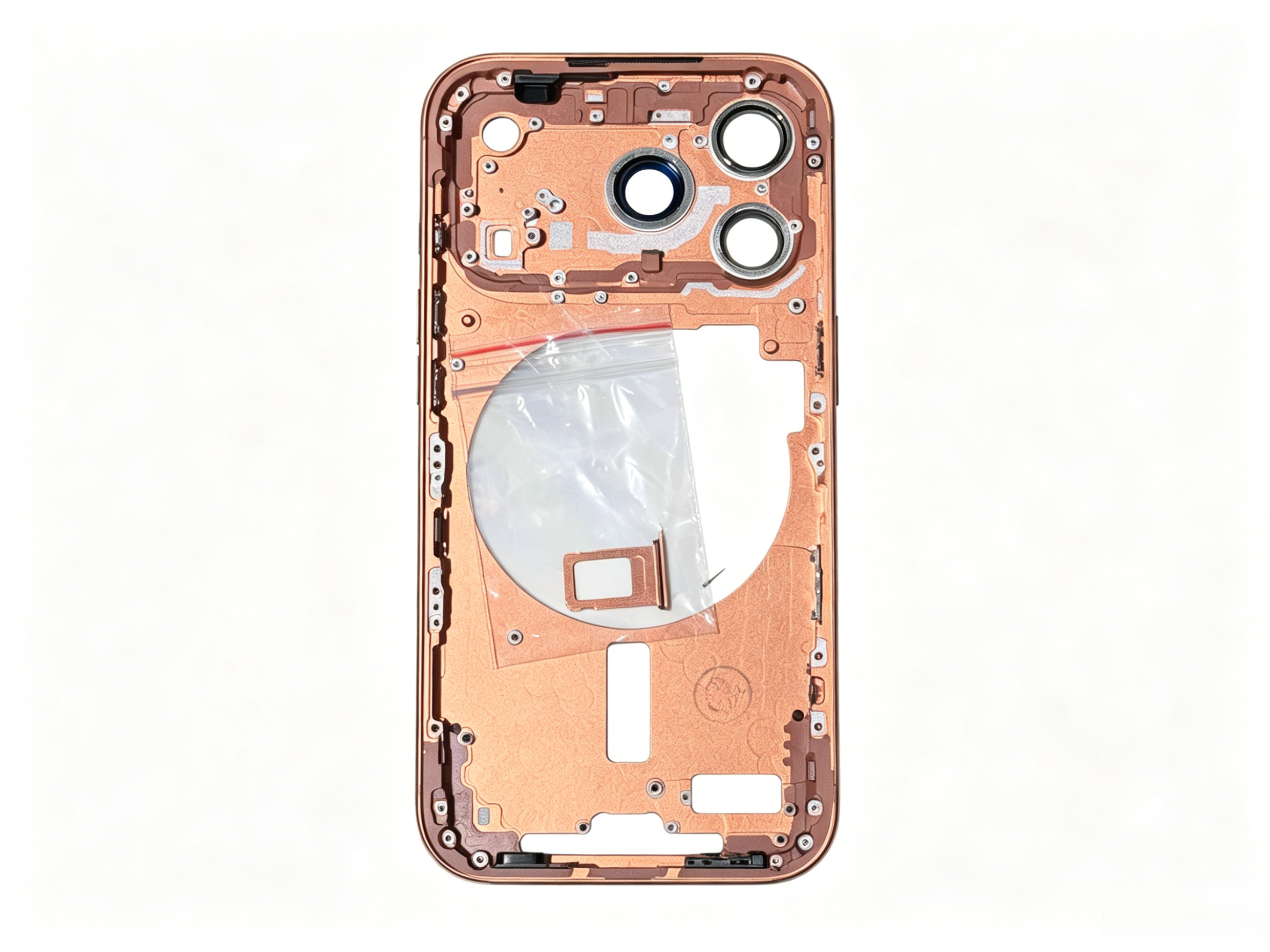 交換用ミドルフレーム Iphone 17 Pro 使用済みカメラボタンキーパッドテールプラグネットスクリーンバックルサファイアカメラレンズ付き