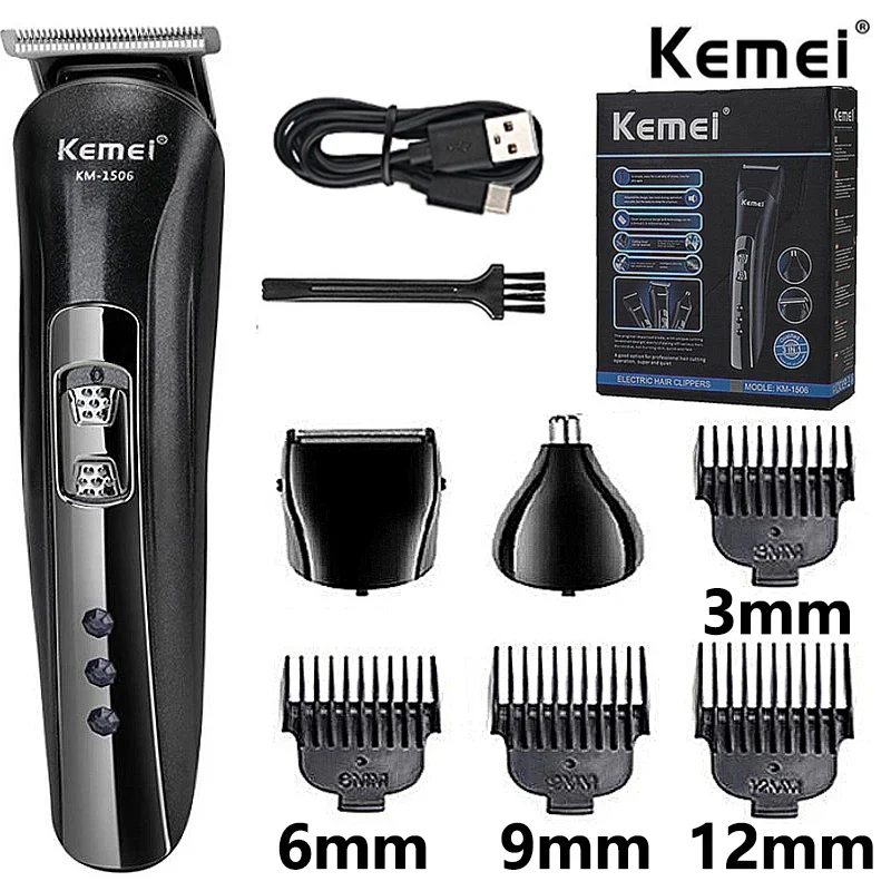 Kemei KM-1506 多機能 USB バリカン充電式電気バリカン電気シェーバーひげシェーバーバリカン Keme