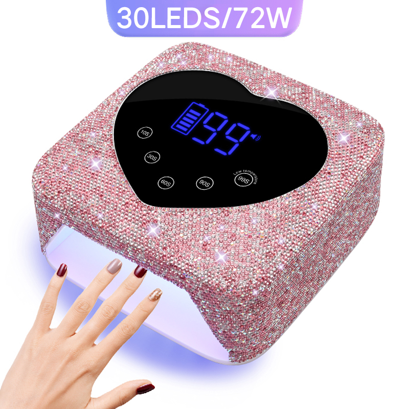 充電式 72 ワット UV LED ネイルランプ爪用 30LEDS ワイヤレスジェルポリッシュ硬化ランプ大画面プロフェッショナルネイル機器