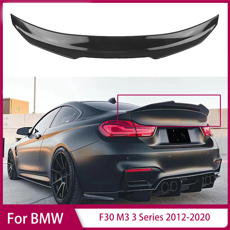 PSM スタイル車のリアスポイラーウィング BMW F30 M3 3 シリーズ 2012-2020 トランクリッドスプリッタートリムリップテールゲートフラップカモノハシ蓋