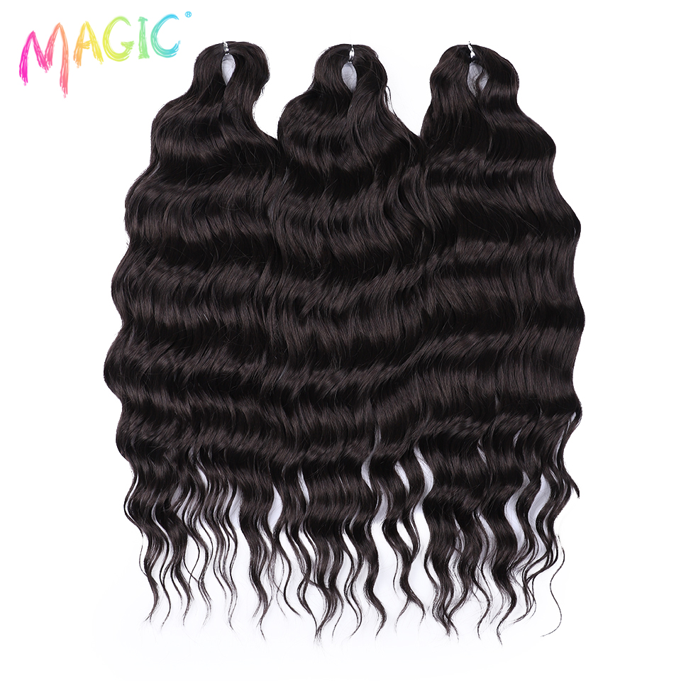 マジックヘア合成ルースディープウェーブ編みヘアエクステンション 24 インチウォーターウェーブ三つ編みヘアオンブルブロンドツイストかぎ針編みカーリーハイ