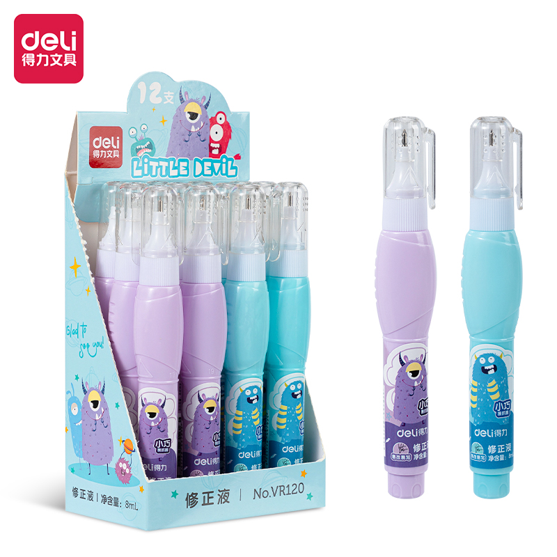 デリ VR120 針先修正液 8ml ホワイトアウト修正ペン 速乾性修正液 オフィス学用品用