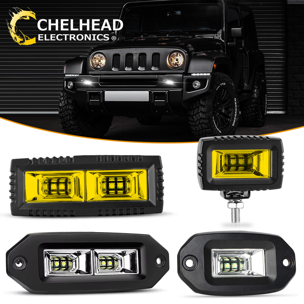 2個 20W 40W フラッシュマウント LED ポッド フラッドビーム ワーク オフロード ドライビング フォグランプ トラック ATV UTV SUV 4X4 車 ボート用。
