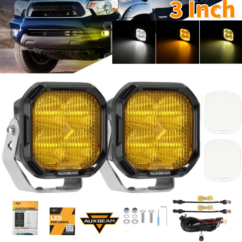 1 ペア 3 インチ LED フォグランプアンバーターンシグナルホワイト DRL ドライビングランプマウントブラケット付きトヨタタコマタンドラ 4 ランナー