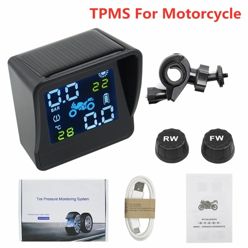 ソーラー USB 充電オートバイ TPMS 外部タイヤ空気圧温度モニターシステムリアルタイム速度超過温度警告アラームキット