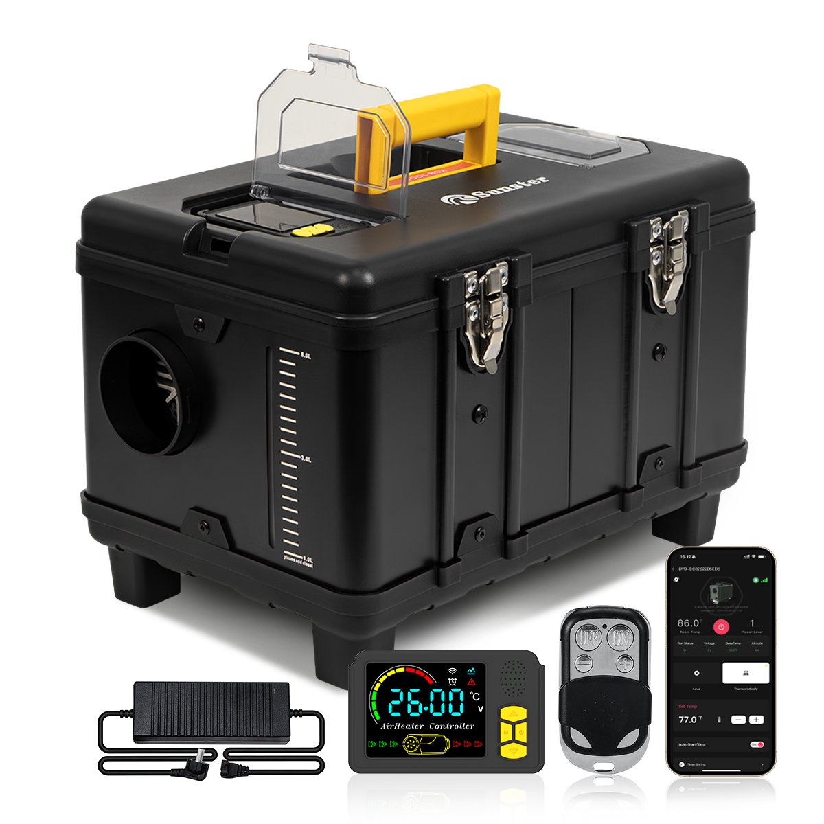 TB10 8KW ディーゼルエアヒーター 12V/24V/220V パーキングヒーターナイトヒーター LCD/アダプター/換気モード付きガレージトレーラーキャンプ用