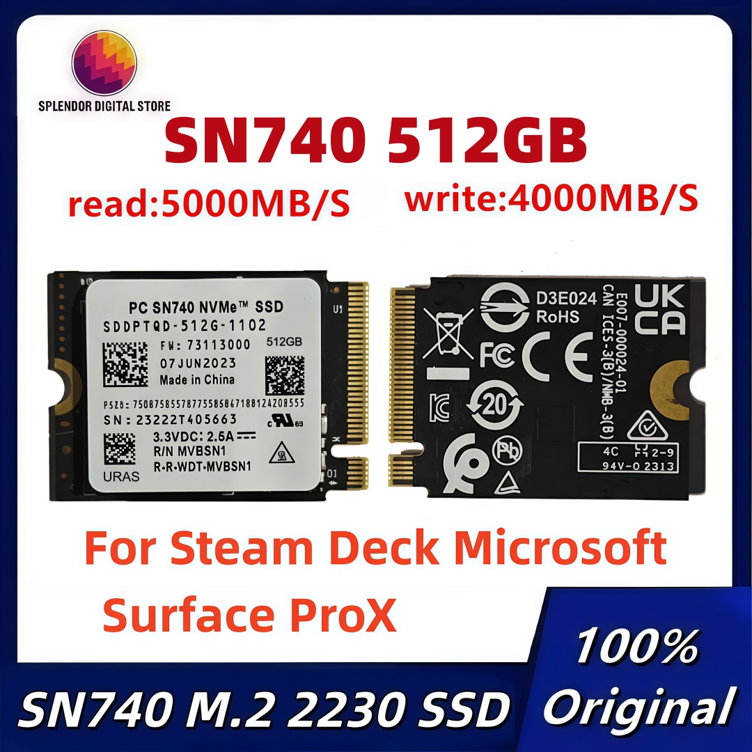 URAS オリジナル SN740 512GB M.2 NVMe 2230 PCIe4.0x4 SSD ソリッドステートドライブ Microsoft Surface ProX Surface Laptop 3 Steam Deck用