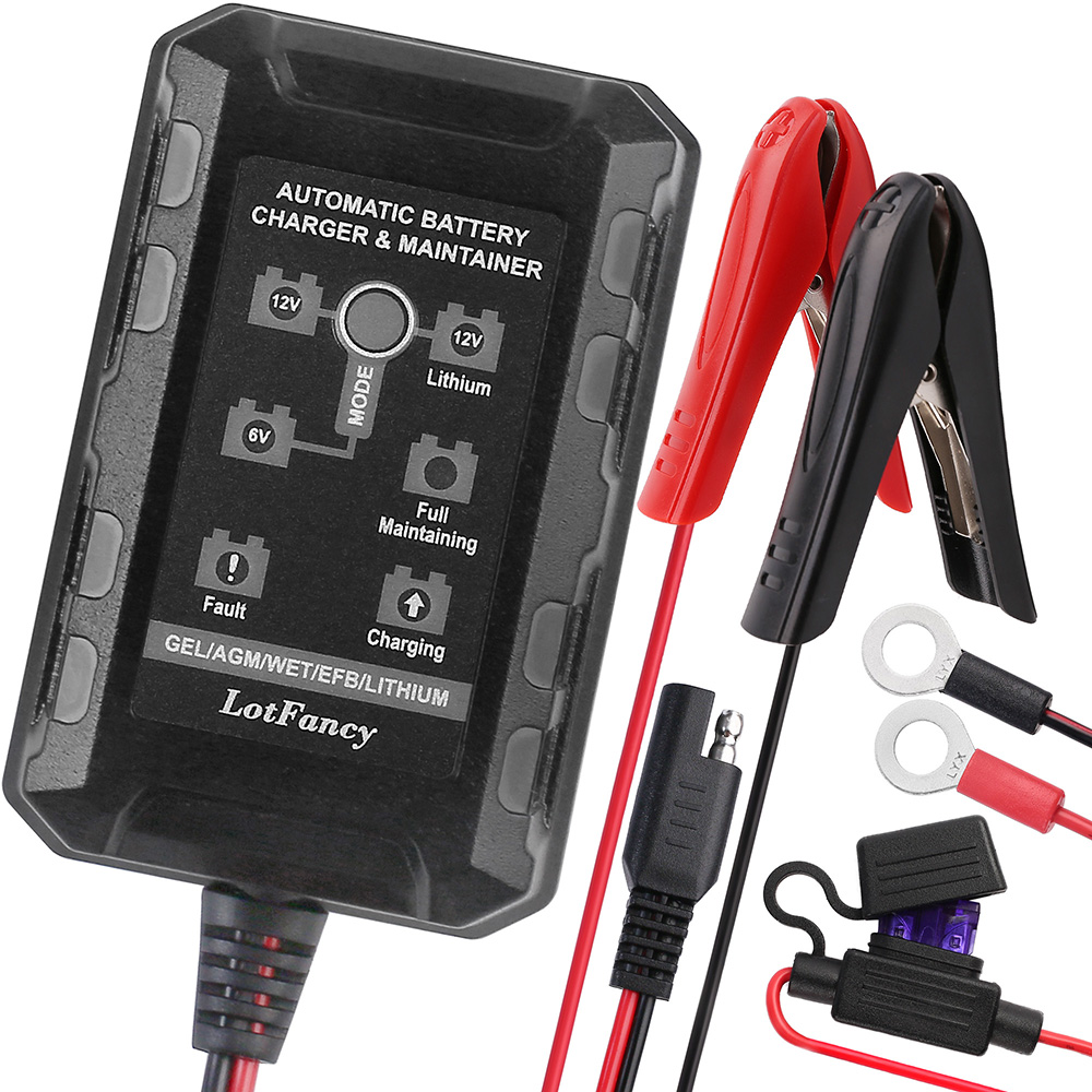 6V 12V 1.5A バッテリー充電器メンテナー、リチウム (LiFePO4) 用スマート トリクル充電器、鉛蓄電池、自動フロート充電器
