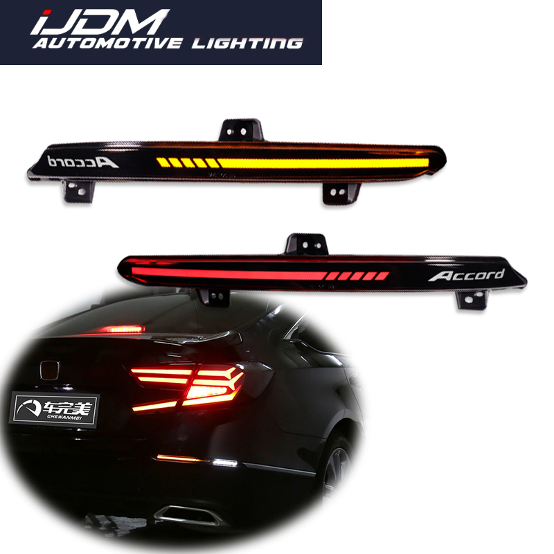車のリアバンパーリフレクターテールライトホンダアコード 2018 2019 2020 LED ブレーキライトダイナミックターンシグナルライトアルファベットスタイル