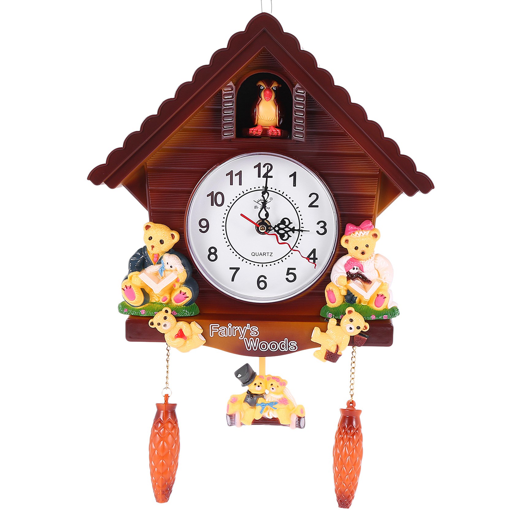 T02C!Retro Vintage Wooden Cuckoo Clocks Handcraft Carving Living Room Wall Clock Swing Timer Alarm Clocks Interiors Decoration T