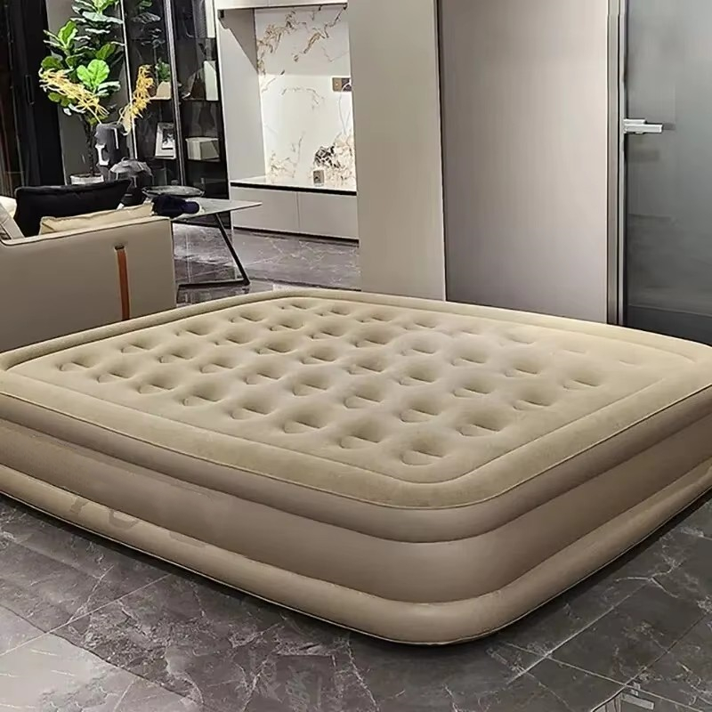 インテリアエアマットレスグランピングマット PVC インフレータブル睡眠マットレス高級 2 人キャンプベッドマット内蔵ポンプ厚みマット