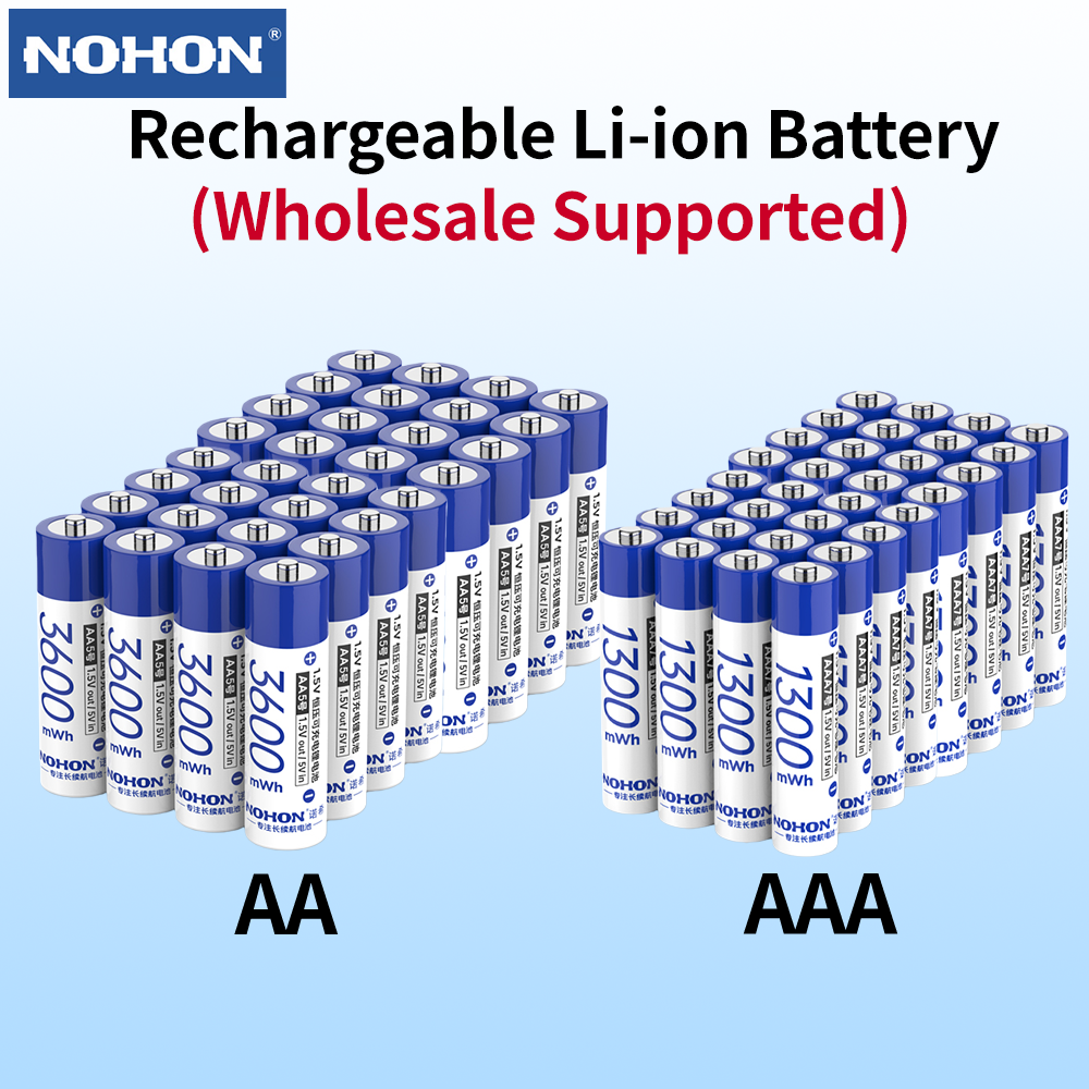 Nohon 単 3 形充電式バッテリー 1.5V AAA リチウム電池 AA/AAA リチウムイオン充電式バッテリー ホームオフィス用 卸売対応