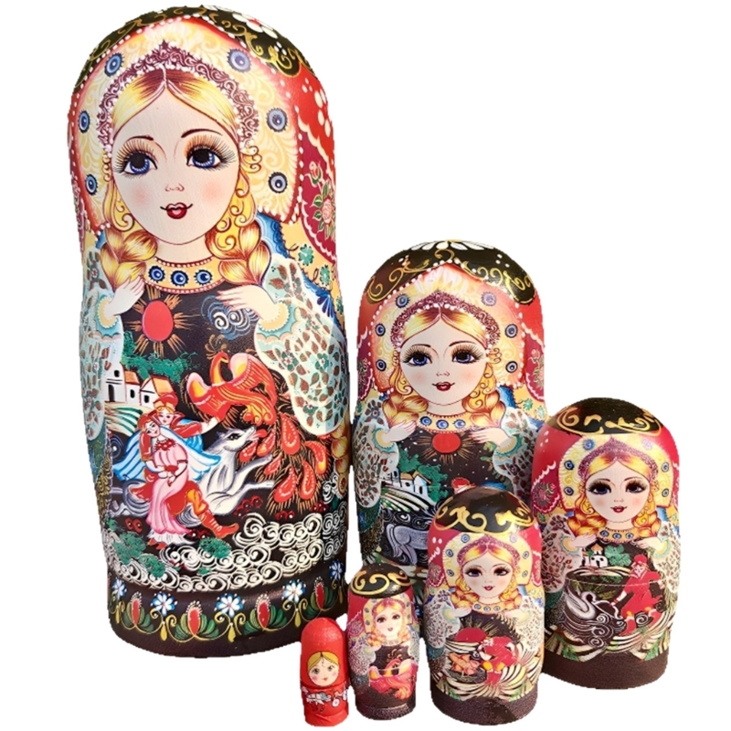 7 個ロシア入れ子人形木製スタッキングおもちゃ毒性のないペイント教育文化学習ギフト