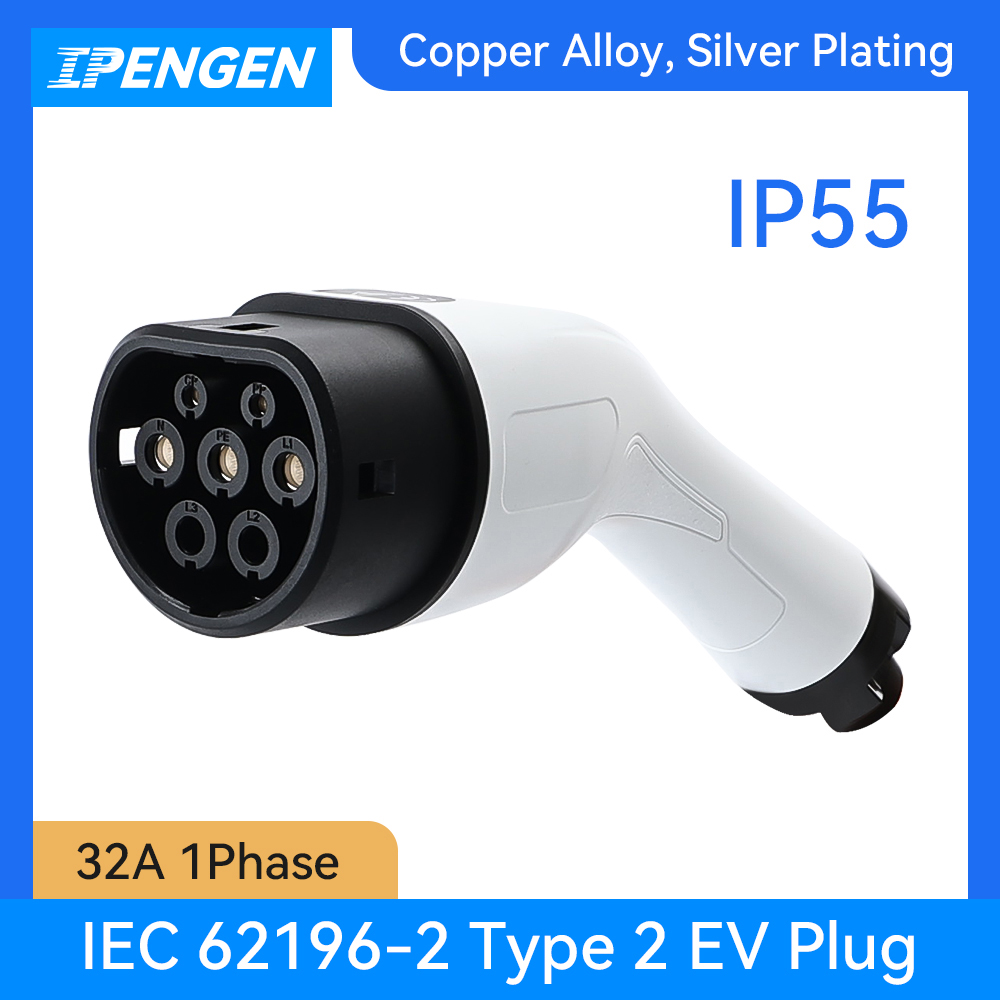 IPENGEN タイプ 2 EVSE メス EV 充電器プラグ IEC 62196 コンバータ 32A 1 相 7KW 電気自動車車両充電ステーション用