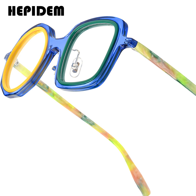 FONEX HEPIDEM アセテート眼鏡フレーム男性新しいラウンドブランドデザインメガネ女性レトロヴィンテージ眼鏡日本眼鏡 9356
