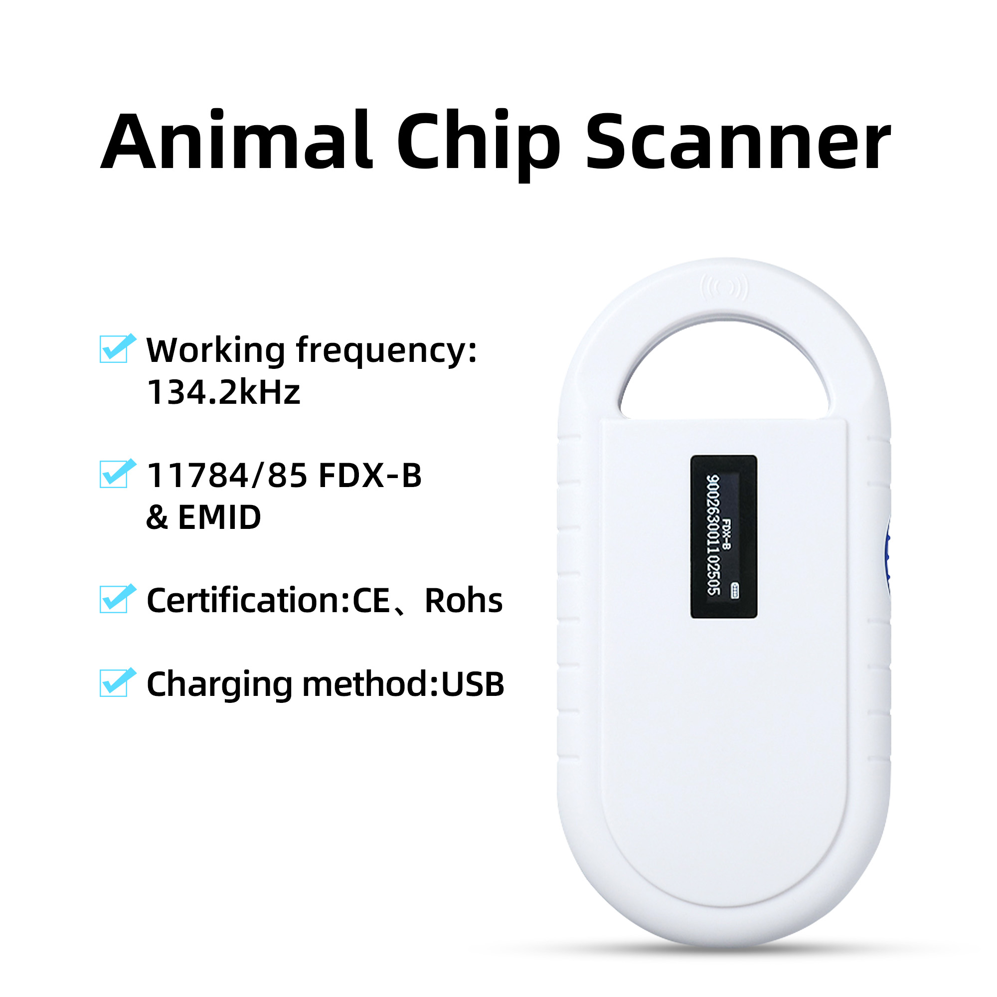 PT160 OLEDDisplay ペットスキャナー ISO11784/5 動物ペット ID リーダーチップトランスポンダー USB RFID ハンドヘルドマイクロチップスキャナー動物用