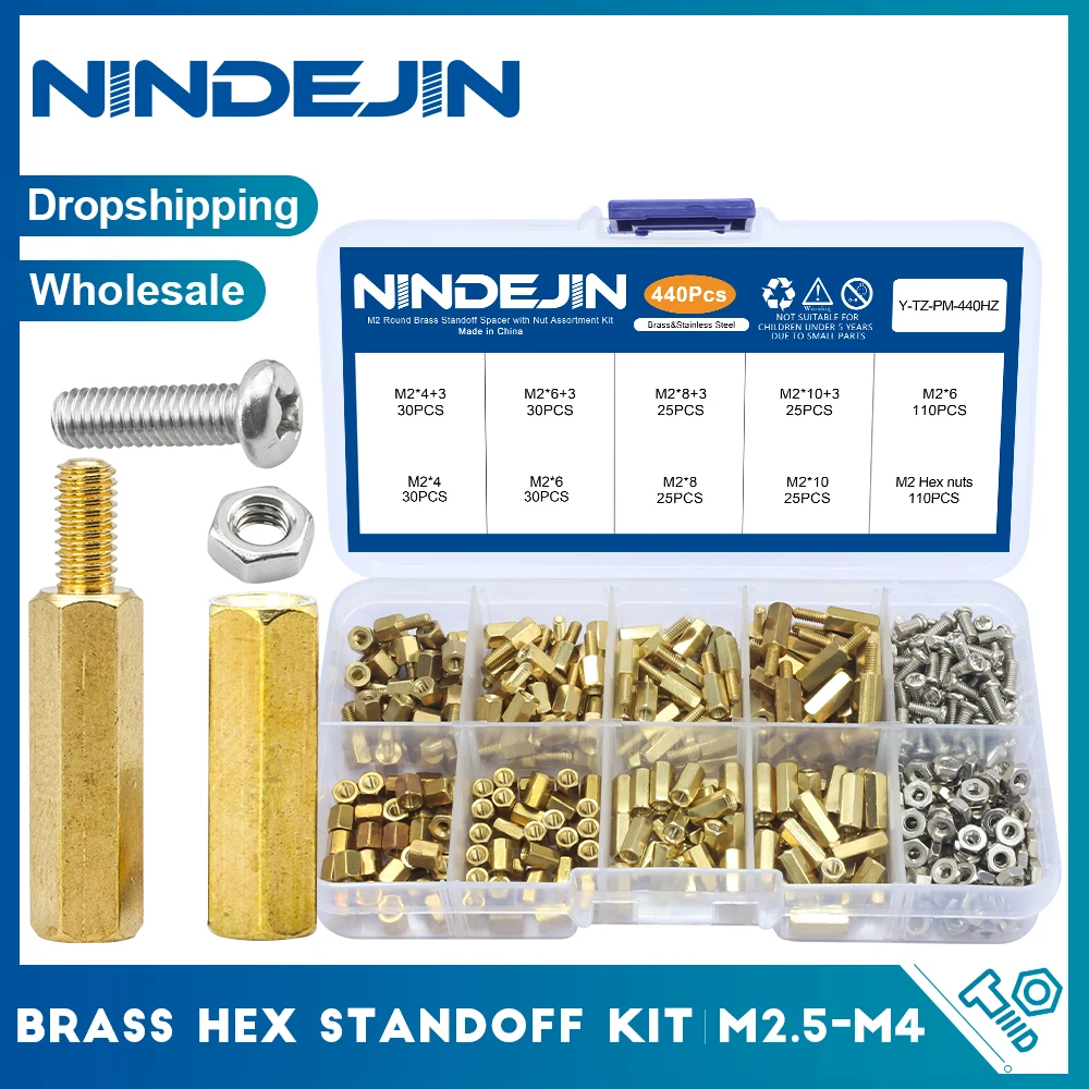 NINDEJIN 男性女性真鍮六角スタンドオフキットボルトネジナットセット M2.5 M3 M4 PCB マザーボード六角スタンドオフスペーサー詰め合わせキット