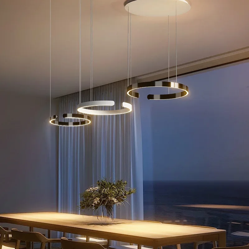 SANDYHA モダンなリングペンダントランプリモコン調光可能な暖かい白目保護 Led シャンデリアキッチンアイランドダイニングルーム