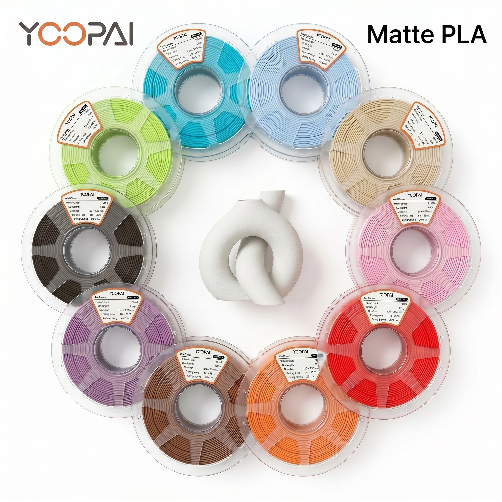 YOOPAI マット PLA フィラメント 10kg 1.75mm 1 ロール/kg (2.2lbs) 3D プリンター用 きちんと包まれてスムーズに印刷