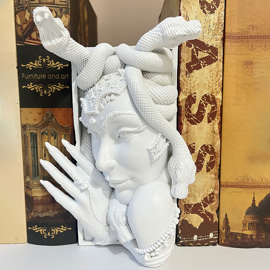 ファンタジーメデューサブックコーナーブックエンド樹脂本棚装飾デスクトップ装飾本愛好家のためのユニークなギフト装飾