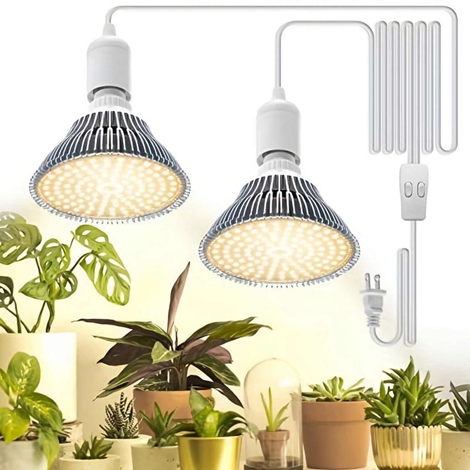 LEDフルスペクトル植物成長ランプ、120個のランプビーズ*2、5mの両端ランプホルダーワイヤー付き、温白色補助光。