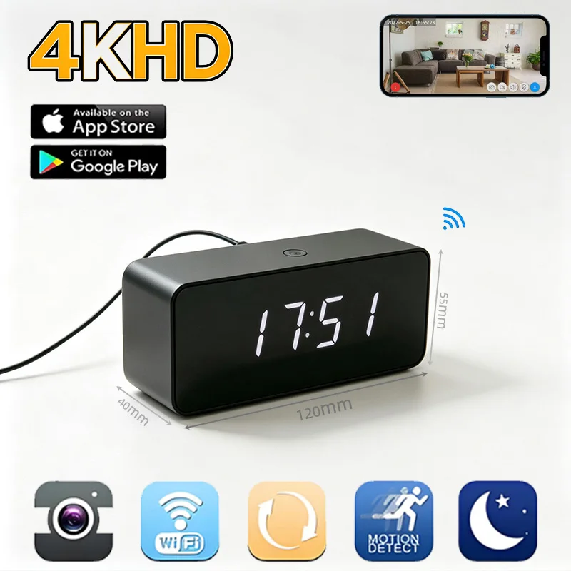 ワイヤレス WiFi ミニ時計カメラ 1080P 赤外線ナイトビジョンモーション検出屋内ホームオフィスセキュリティシステム P2P 警報 DVR