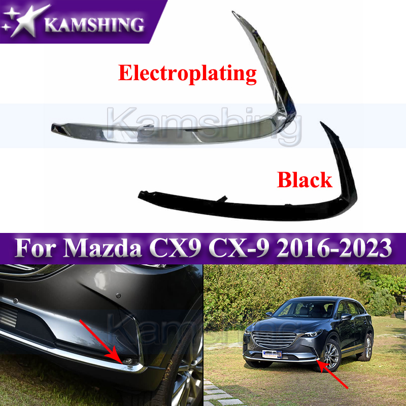 Kamshing フロントバンパートリムストリップマツダ CX9 CX-9 2016-2023 Foglight フレーム装飾ストリップ