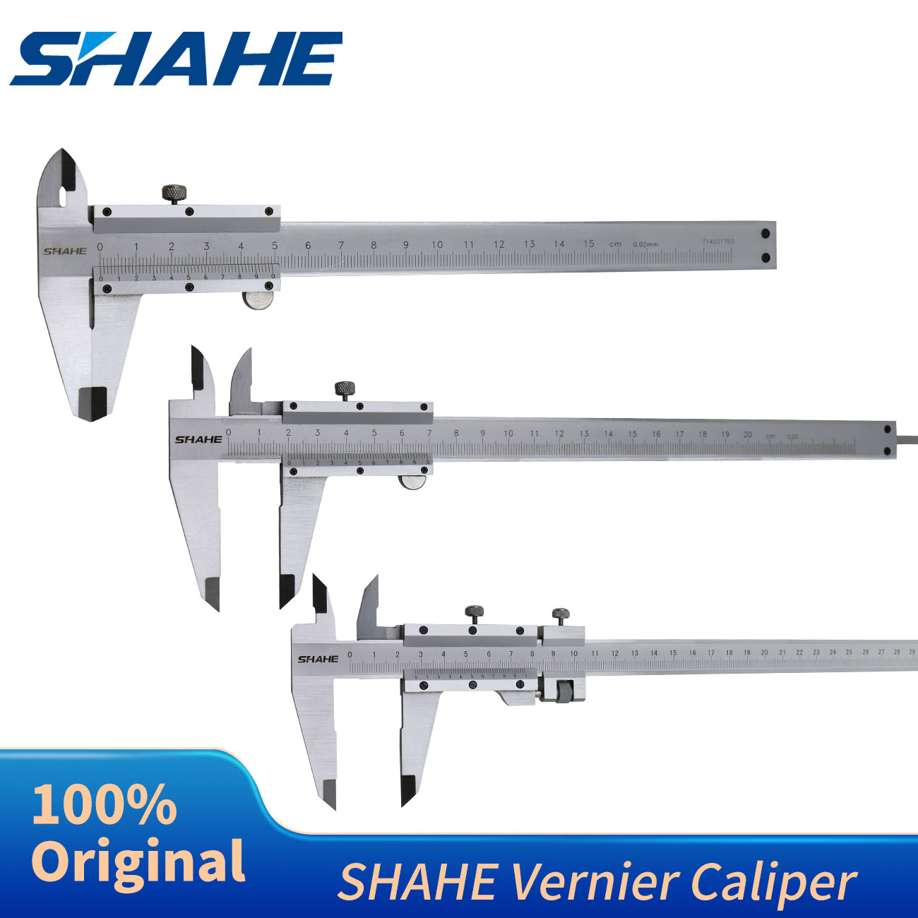Shahe 0.02 ミリメートルノギス 150/200/300 ミリメートルステンレス鋼マイクロメーターゲージ測定ツール