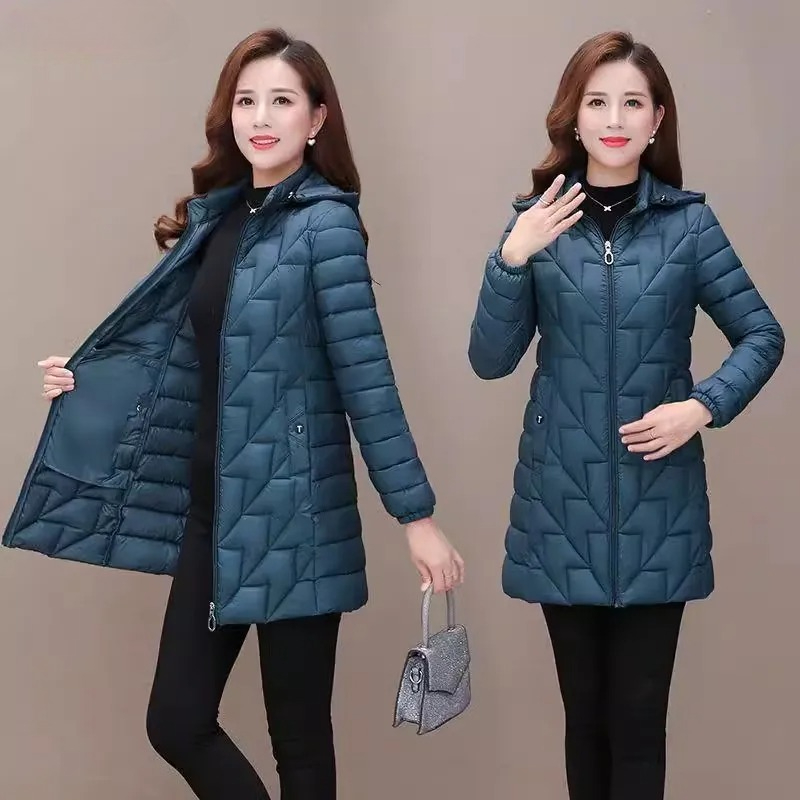 Mother's Autumn Down Cotton Coat Women's Padded Coat Padded Coat Winter Parkas Jacket 6XL 2025 Mid-long Parka Light Jacket