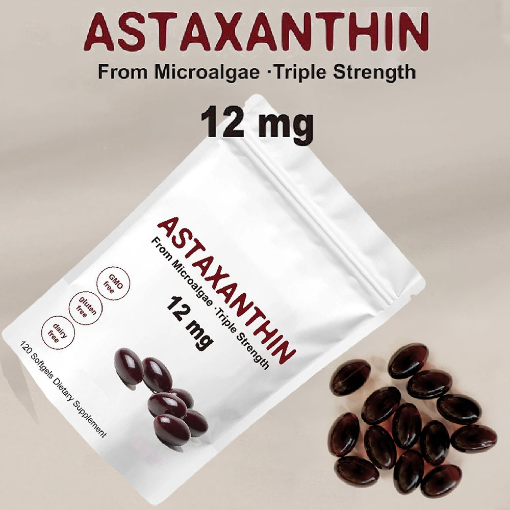 アスタキサンチン 12mg、プレミアム アスタキサンチン抗酸化サプリメント |目、関節、内部循環、皮膚の健康をサポート |日焼け