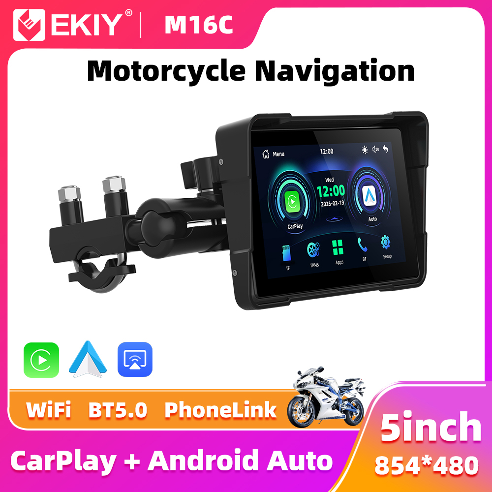 EKIY 5.0 "ワイヤレス CarPlay モトポータブルデジタルオートバイダッシュボード GPS ナビゲーション表示画面 Android 自動モニター TPMS