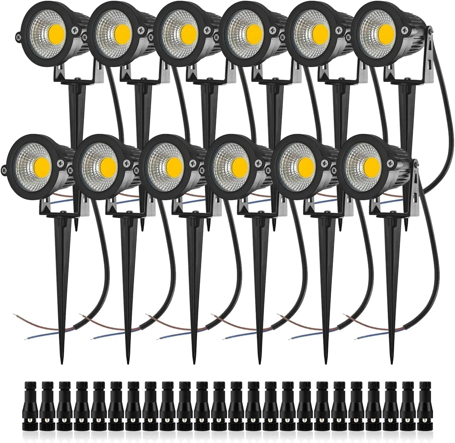 10パック5W 10W低電圧景観ライト12Vコネクタ付き防水屋外スポットライト木道芝生庭用