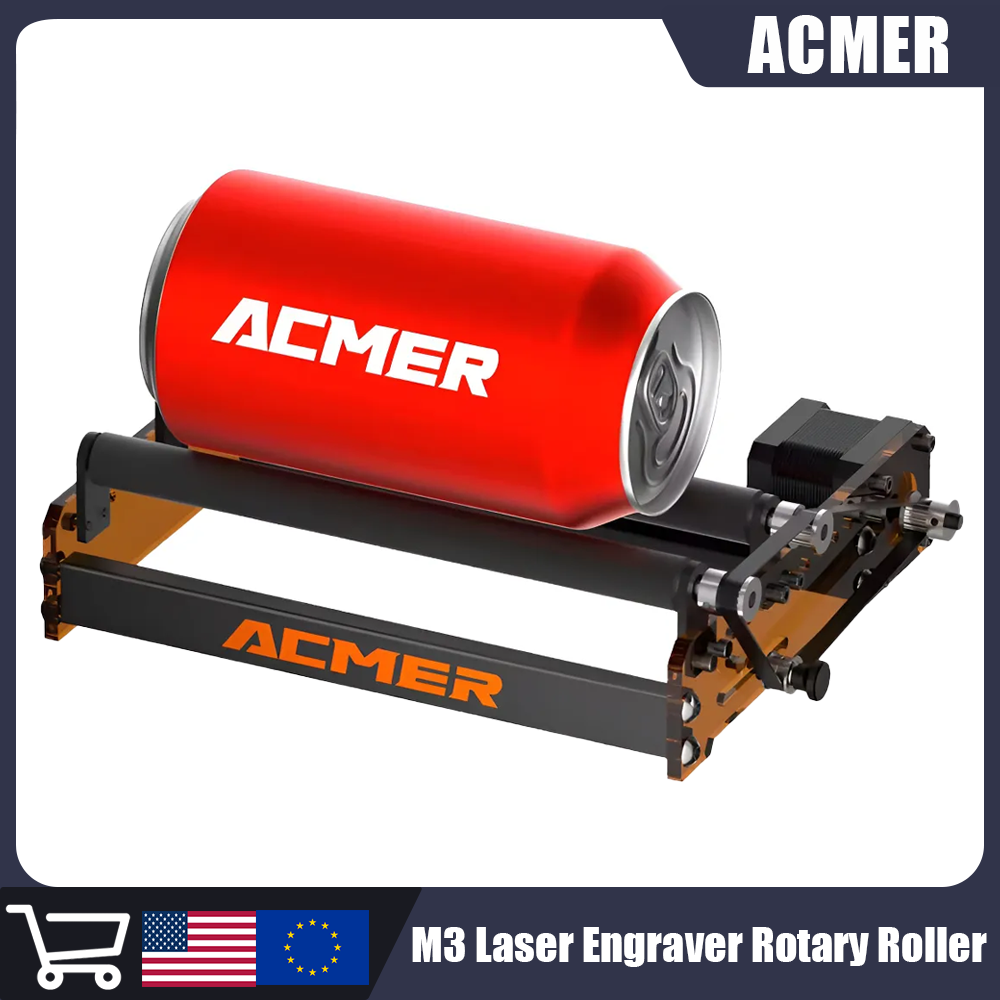 ACMER M3 レーザー彫刻機ロータリーローラーユニバーサル彫刻長曲面オブジェクトレーザー彫刻機用円筒ガラス缶用