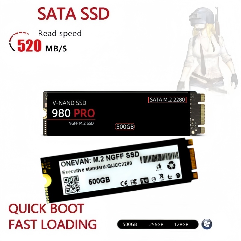 M.2 980 pro 内蔵ソリッドステートドライブ SATA TLC 560MB/s 高速 128GB 256GB 500GB 2280 ノートパソコンおよびデスクトップゲーム用