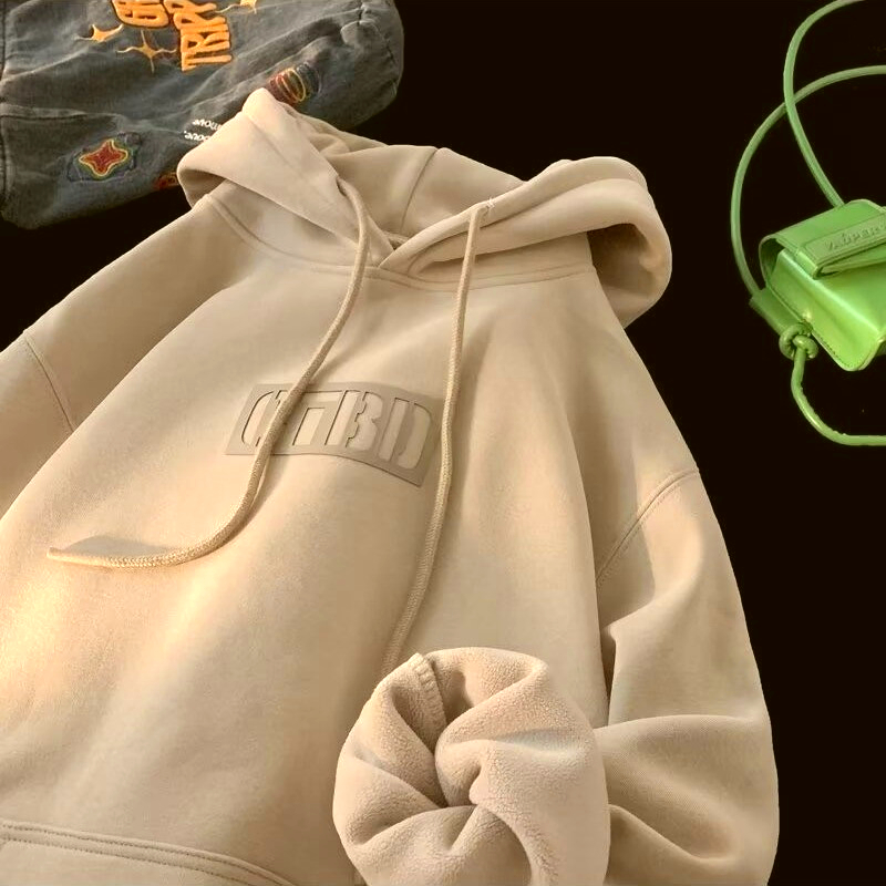 8XL パーカープルオーバールーズフィット中空文字プリントアメリカ紳士服とカップルファッション