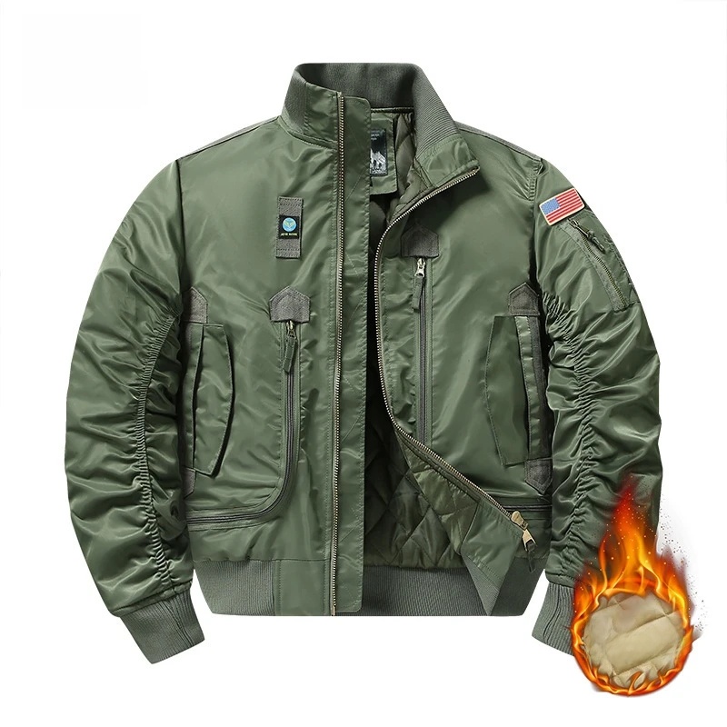 Winter MA1 Men's Bomber Jacket Thicken Oversized Cotton-Padded Clothes Men Clothing Streetwear Casual Parkas A5F726