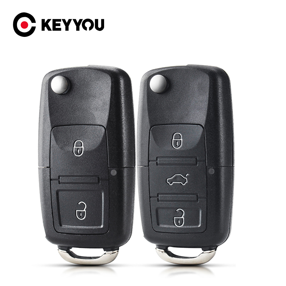 KEYYOU 10 個 2/3BNT リモートフリップ折りたたみ車のキーシェルケース VW フォルクスワーゲンゴルフ 4 5 パサート B5 B6 ポロトゥーランジェッタシートシュコダ