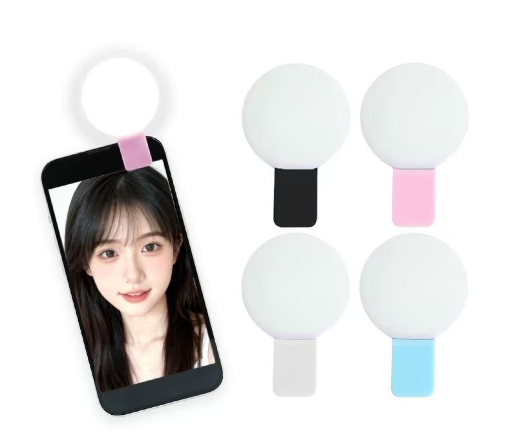 ミニチュア携帯電話スポットライト、屋外の美しさを高める携帯電話自撮りスポットライト、小さなクリップ付きの円形フラッシュ