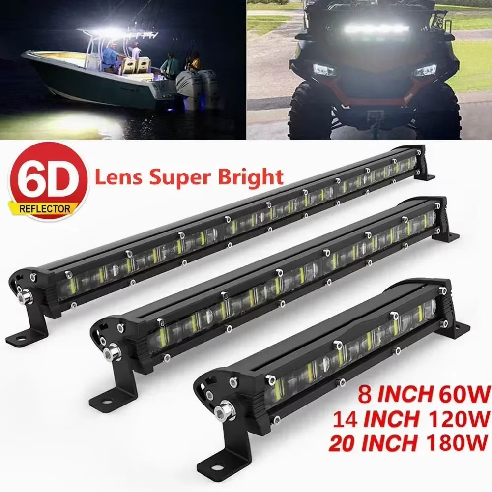 6D ウルトラストリップ LED ライトバー 8 "14" 20" インチドライビングフォグランプワークライト 4x4 LED バーオートバイ車オフロード SUV ATV トラクター用
