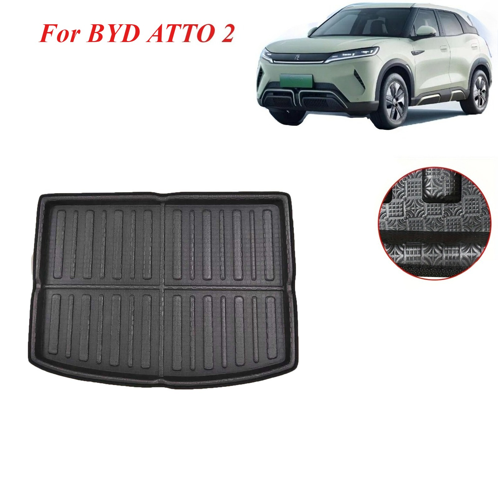 BYD アトー 2 車のテールトランクマットブーツトレイライナー床貨物泥パッド EVA テクスチャ