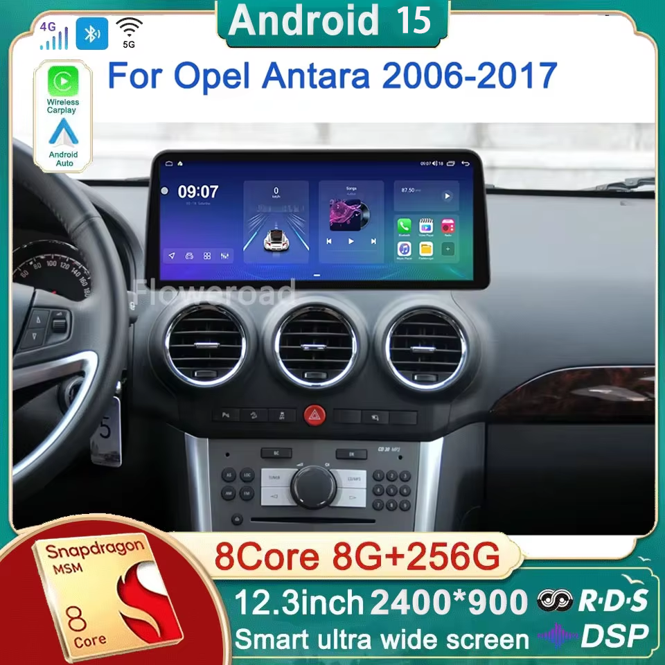 12.3 インチカーラジオ Android 15 オペルアンタラ 2006 2007 2008 2009 2010 -2017 マルチメディアプレーヤー GPS ナビゲーションステレオ Carplay 4 グラム