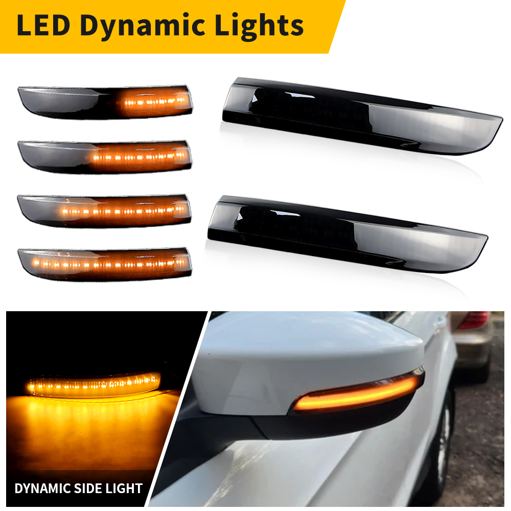 2 個 LED サイドミラーランプアンバーサイドバックミラーダイナミックターンシグナルライトフォード S-Max 2016 2017 2018 2019 のみスペインバージョン